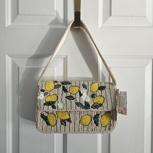 NWT Made In India Beaded Lemon Shoulder Bag/Purse